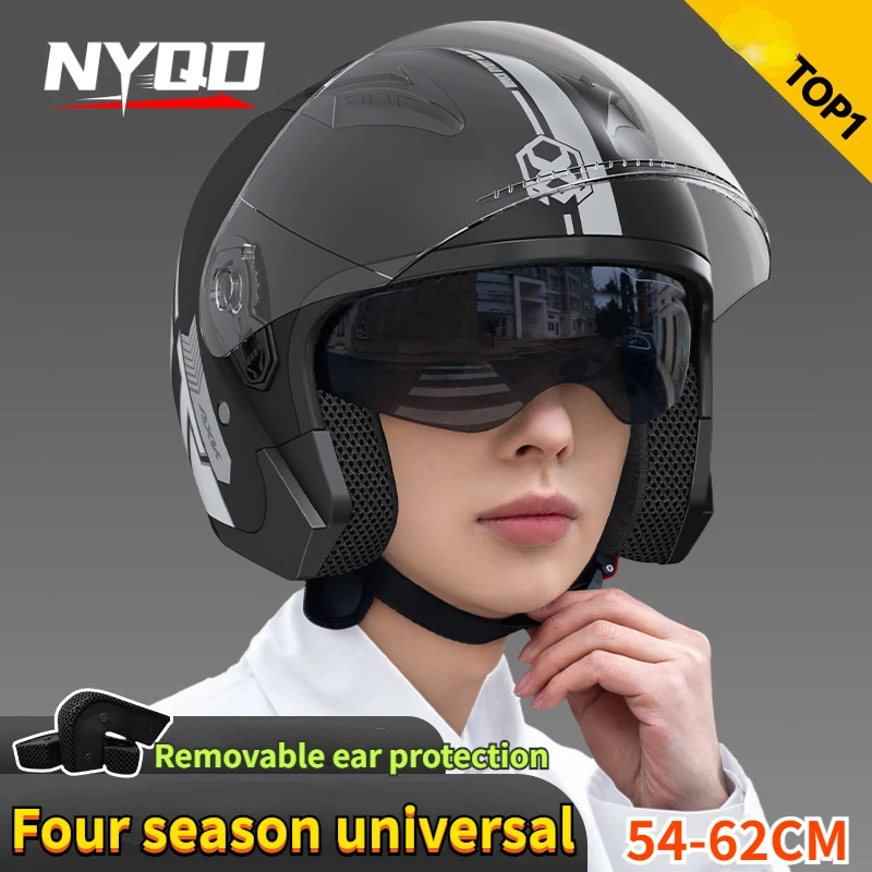 Dual Visor Motorcycle Racing Helmet - Helm sepeda motor retro wajah terbuka