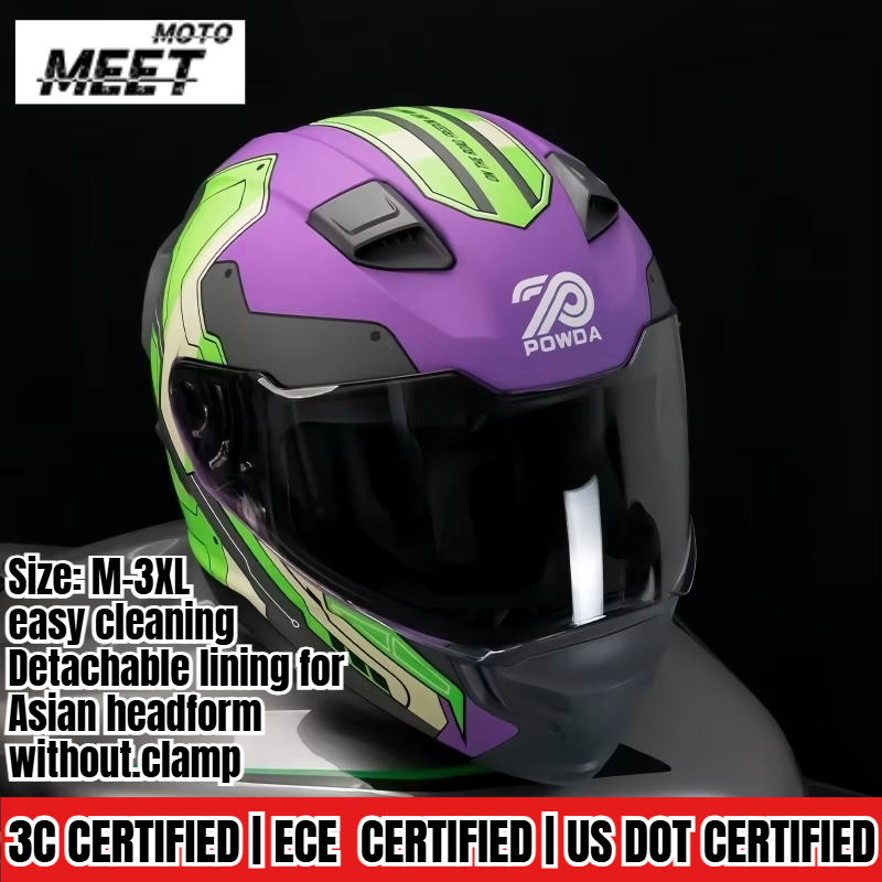 Dual Visor Motorcycle Racing Helmet - Helm Motor Full Face Unisex, Helm