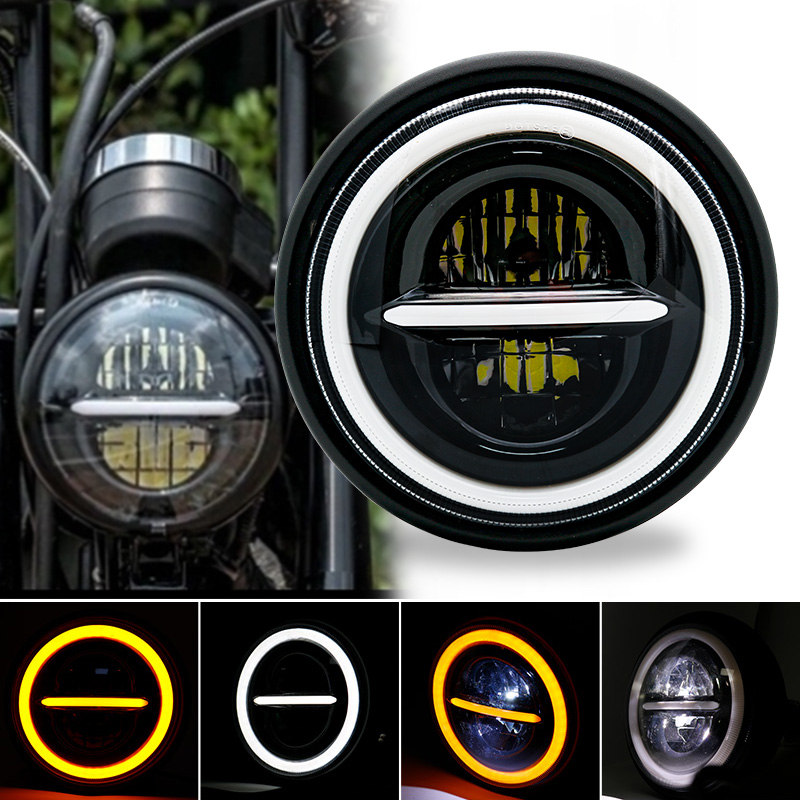 Universal Motorcycle Led Headlight Projector - Lampu depan bulat Universal 7.5 inci,