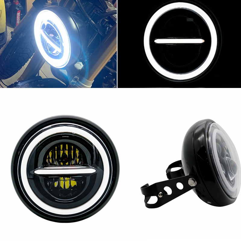 Lampu depan bulat Universal 7. - Universal Motorcycle Led Headlight Projector ulasan dan harga