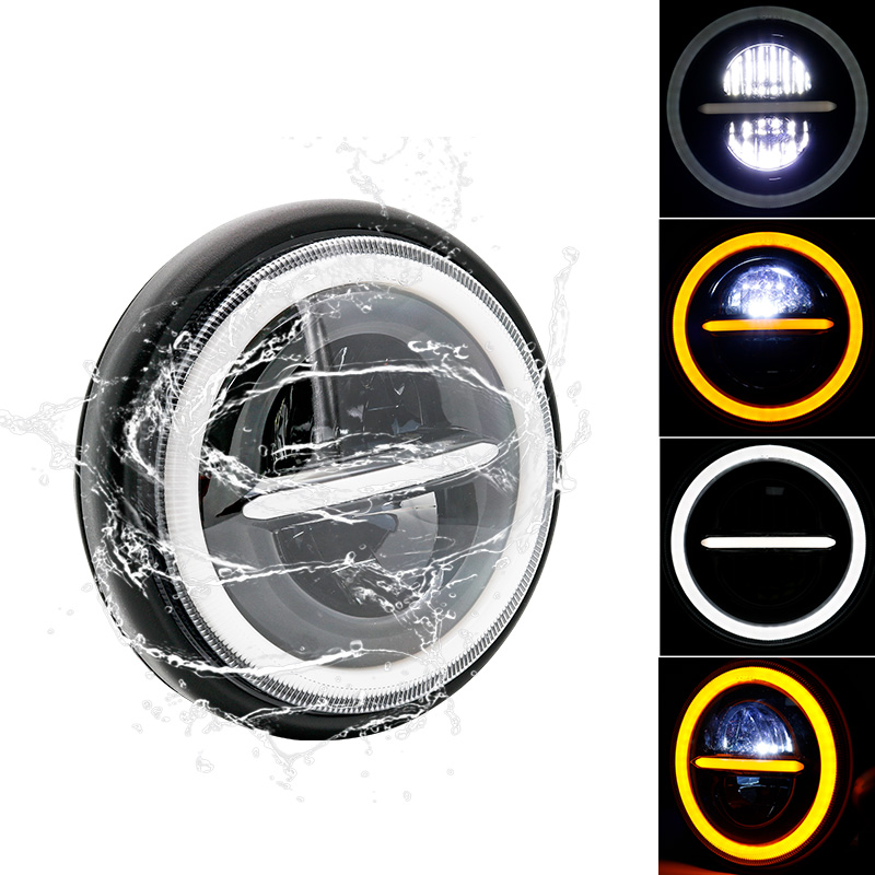 Lampu depan bulat Universal 7. - Universal Motorcycle Led Headlight Projector ulasan dan harga